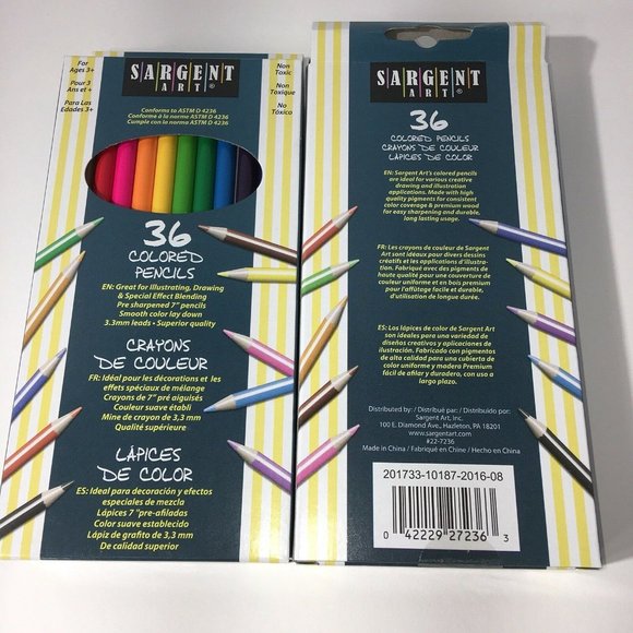 Sargent Art 36 Assorted Colored Pencils 7" Sharpened NonToxic Illustrate Drawing - Picture 9 of 12